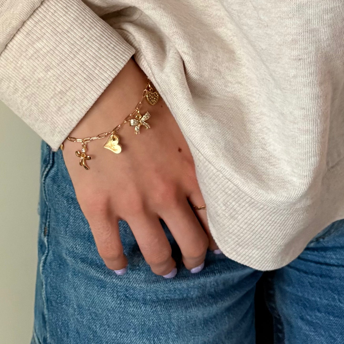 Hearts & Bows Charm Bracelet