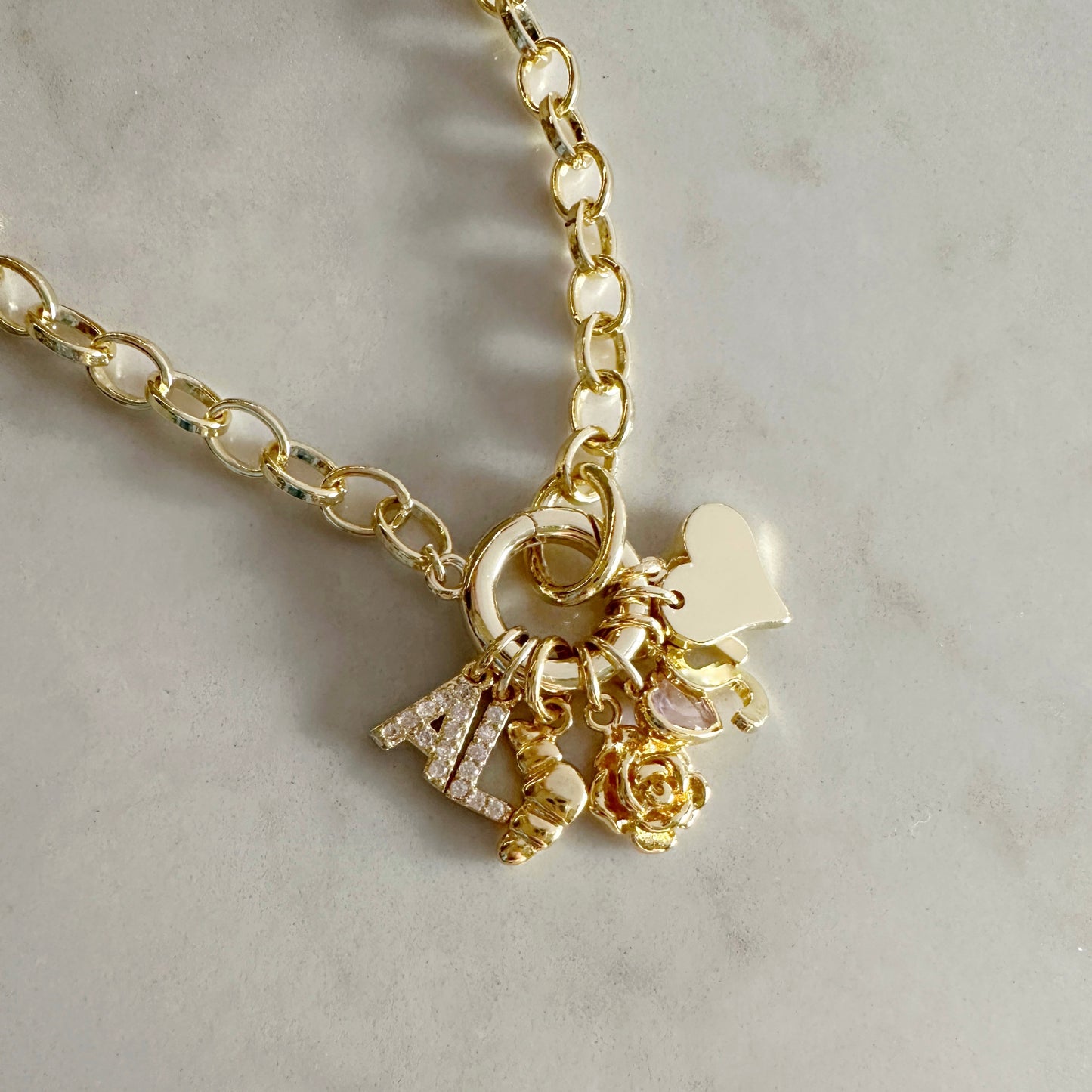 Charm Bar Carabiner Charm Necklace | Custom Choose Your Charms Necklace