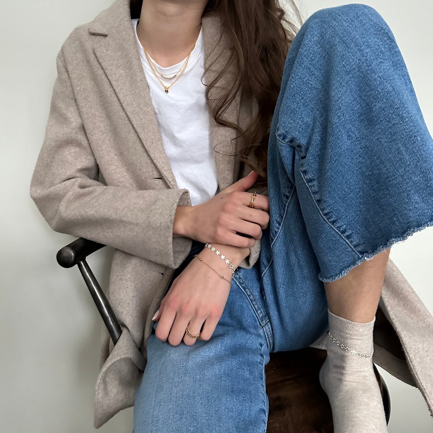 Daisy Anklet | Delicate White & Gold/Silver Flower Anklet