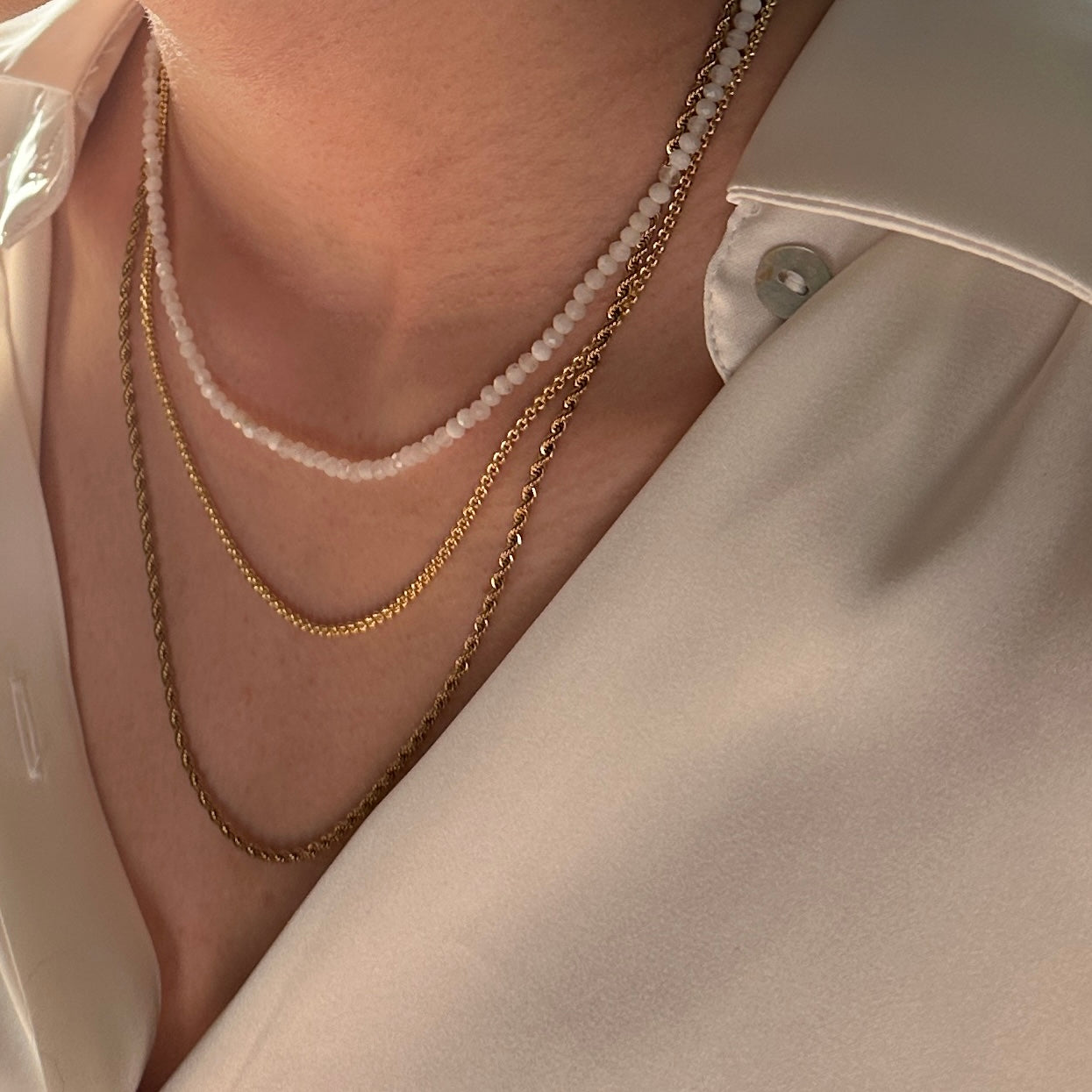 Cora Necklace| Beaded White Crystal Necklace