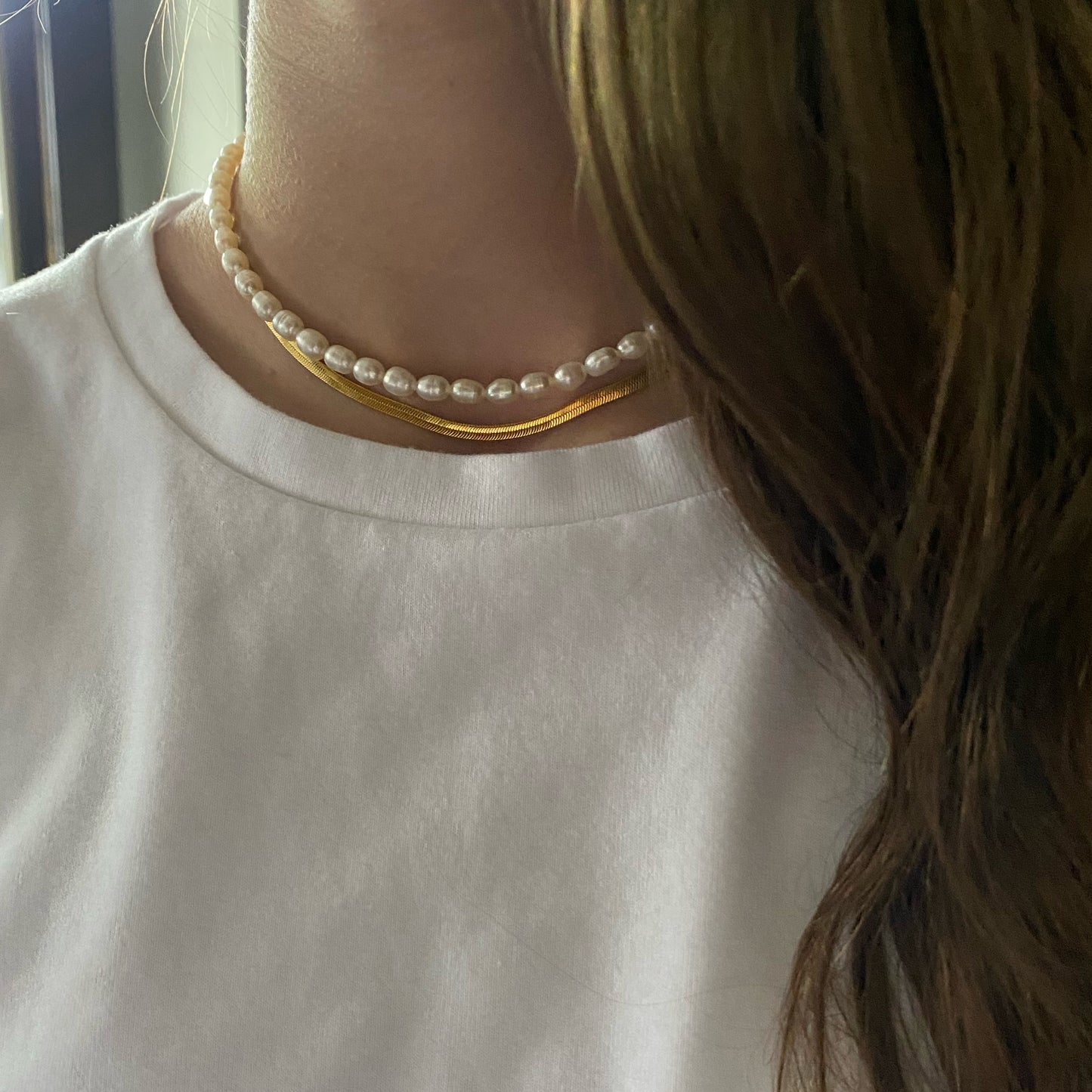Freya Necklace | Herringbone Chain Necklace