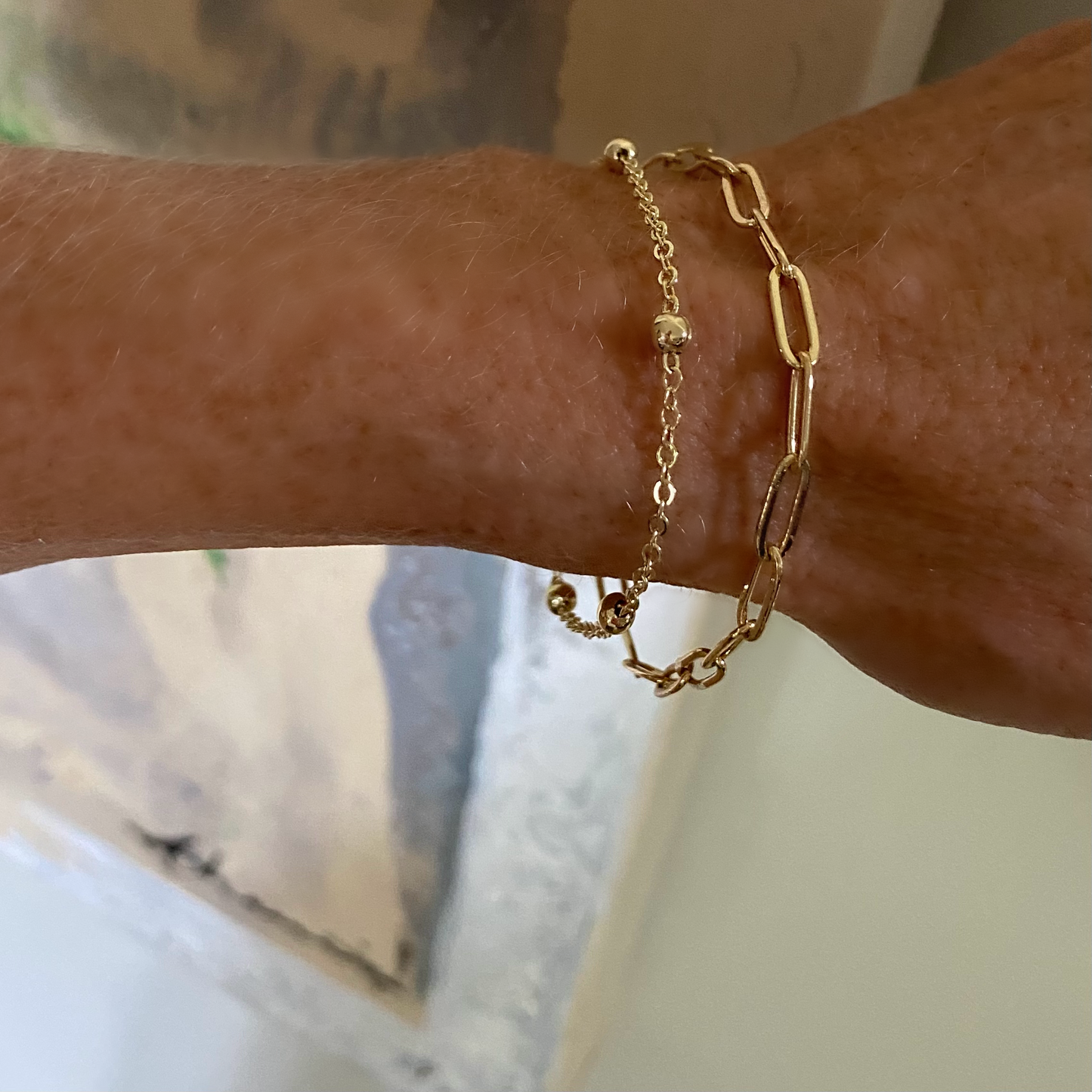 Double Gold Bracelet Set