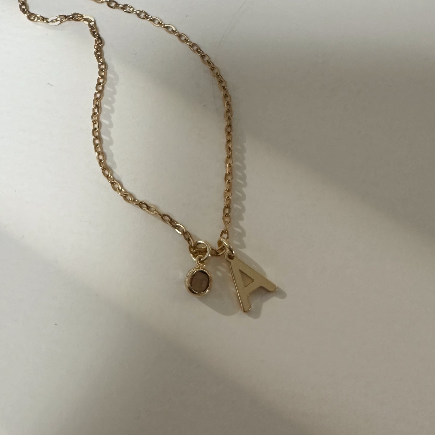 Initial & Birthstone Necklace