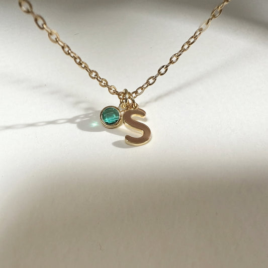 Initial & Birthstone Necklace