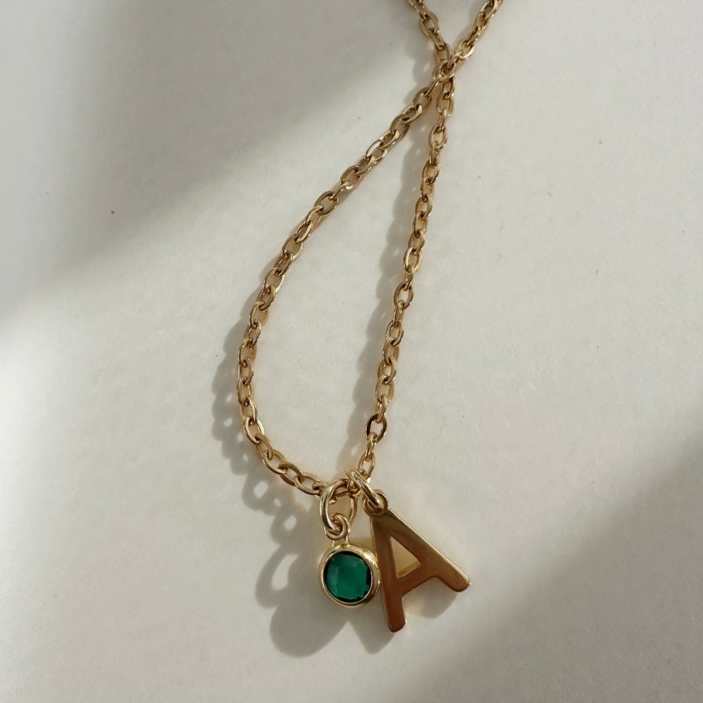 Initial & Birthstone Necklace