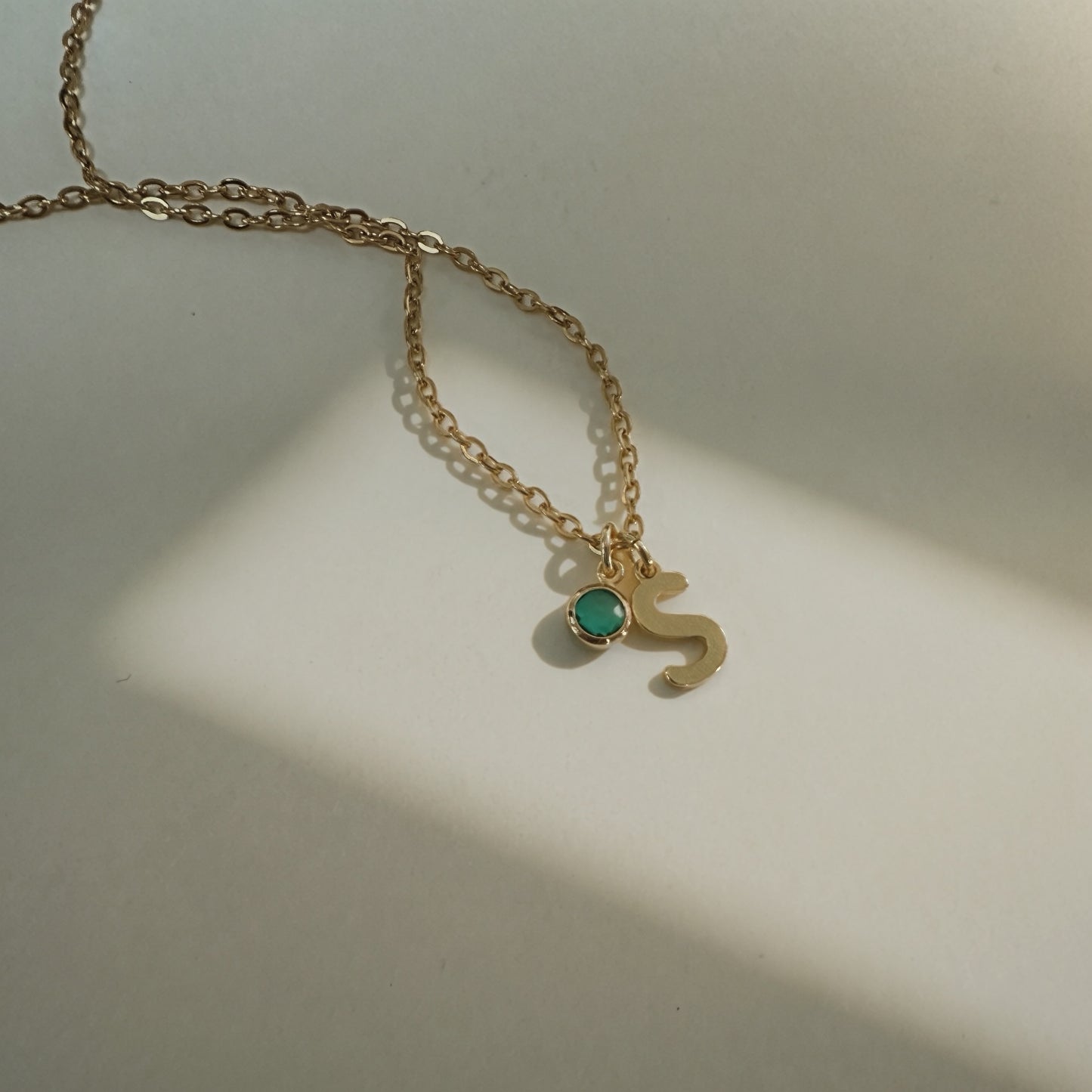 Initial & Birthstone Necklace
