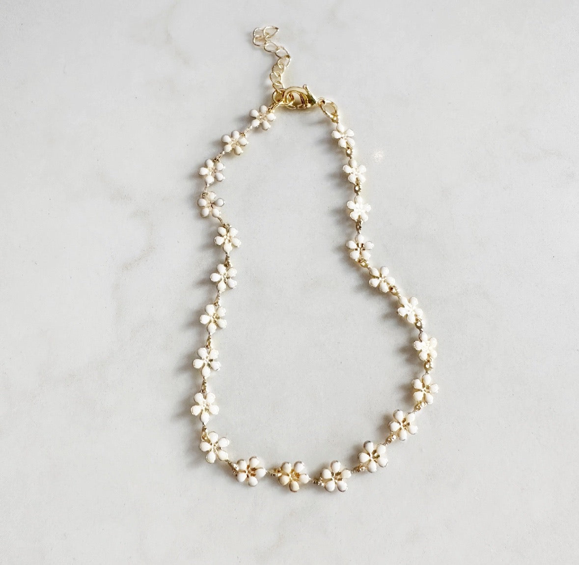 Daisy Anklet | Delicate White & Gold/Silver Flower Anklet