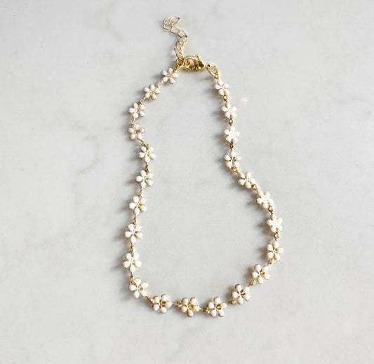 Daisy Anklet | Delicate White & Gold/Silver Flower Anklet