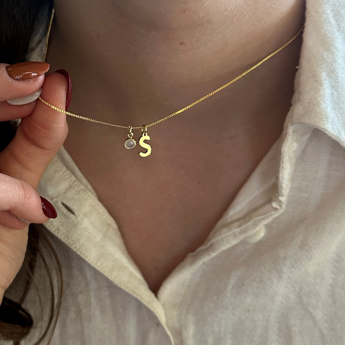 Initial & Birthstone Necklace