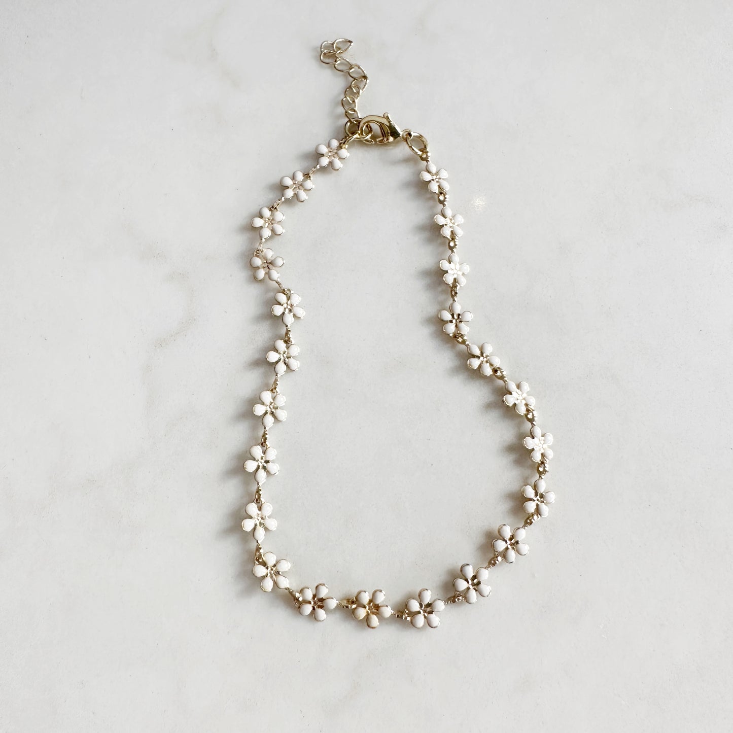 Daisy Anklet | Delicate White & Gold/Silver Flower Anklet