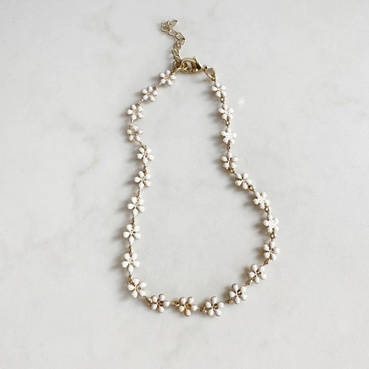 Daisy Anklet | Delicate White & Gold/Silver Flower Anklet