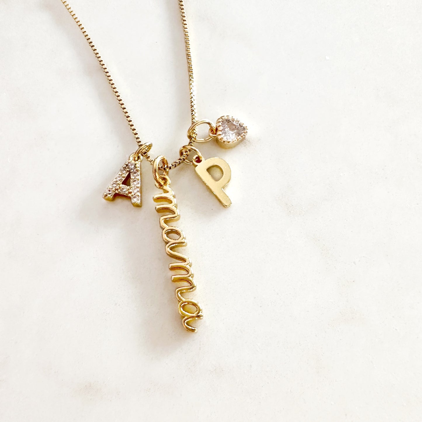 Charm Bar Initial & Charms Necklace | Custom Choose Your Charms Necklace