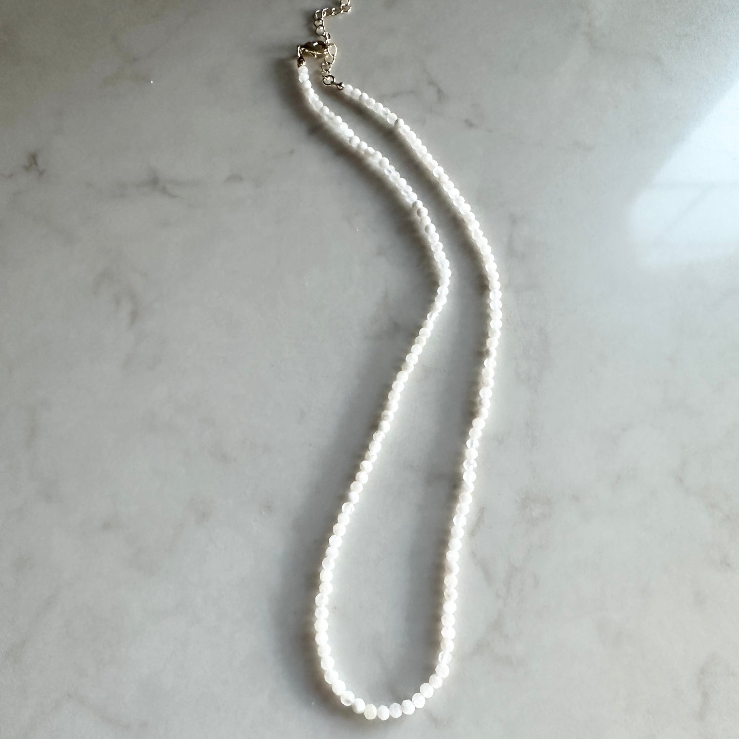 Cora Necklace| Beaded White Crystal Necklace