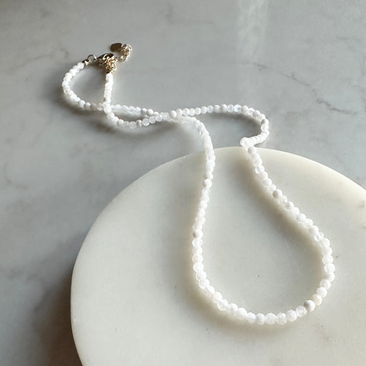 Cora Necklace| Beaded White Crystal Necklace