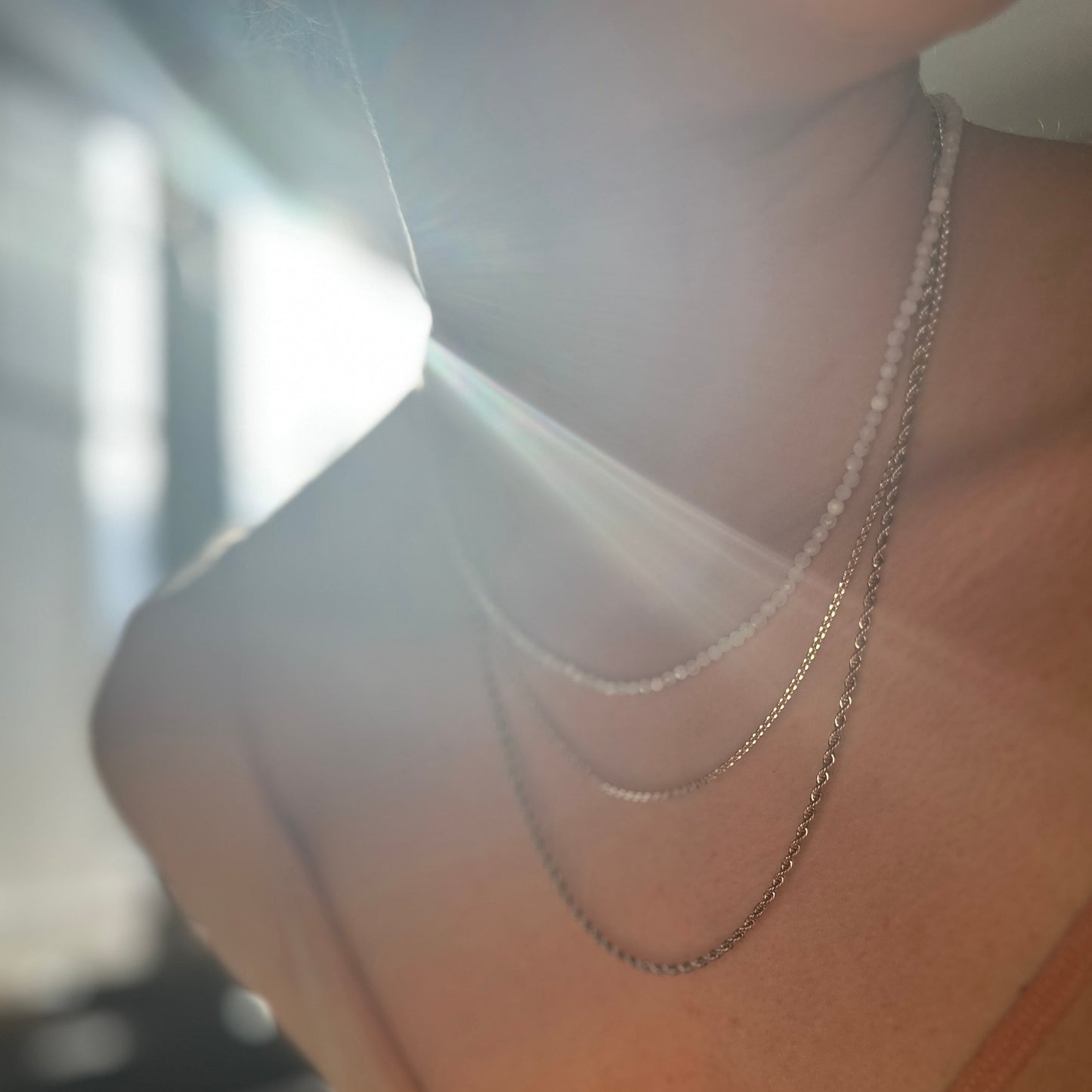 Cora Necklace| Beaded White Crystal Necklace