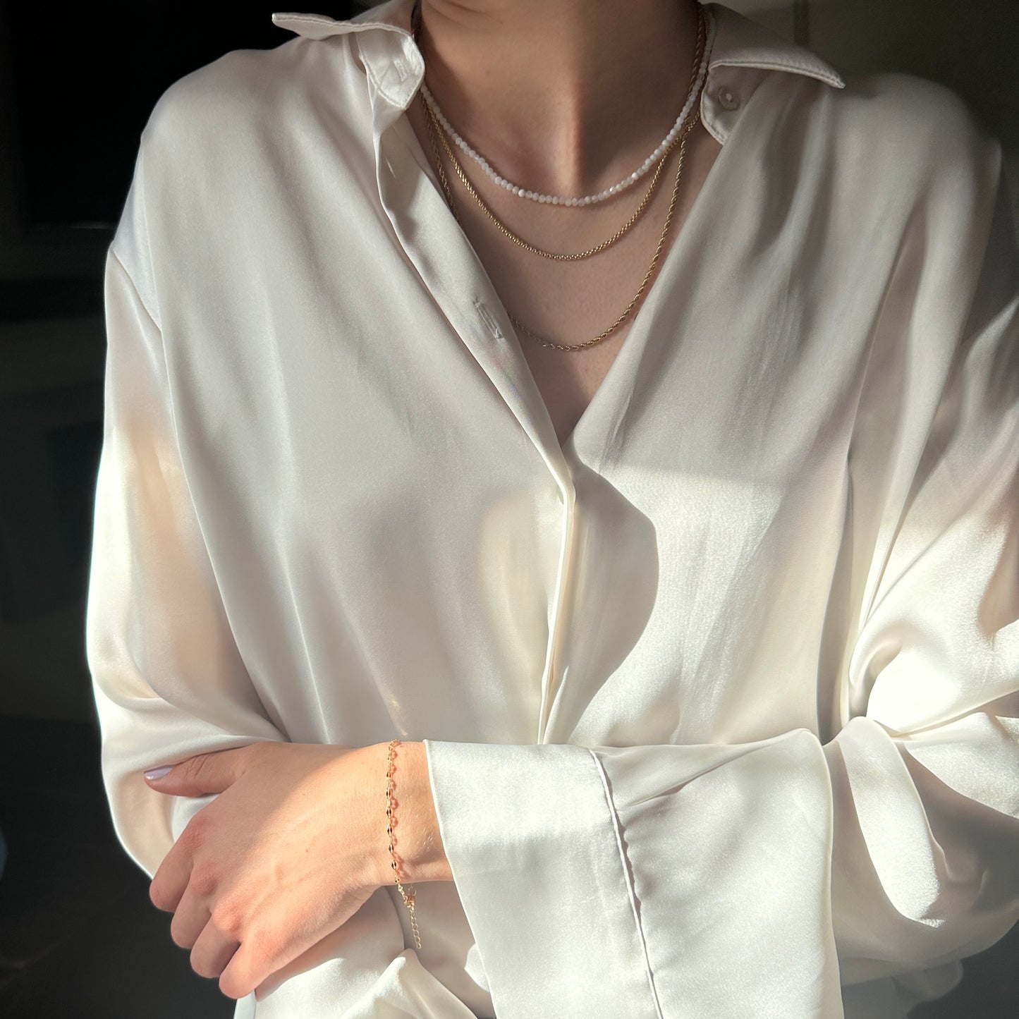 Cora Necklace| Beaded White Crystal Necklace