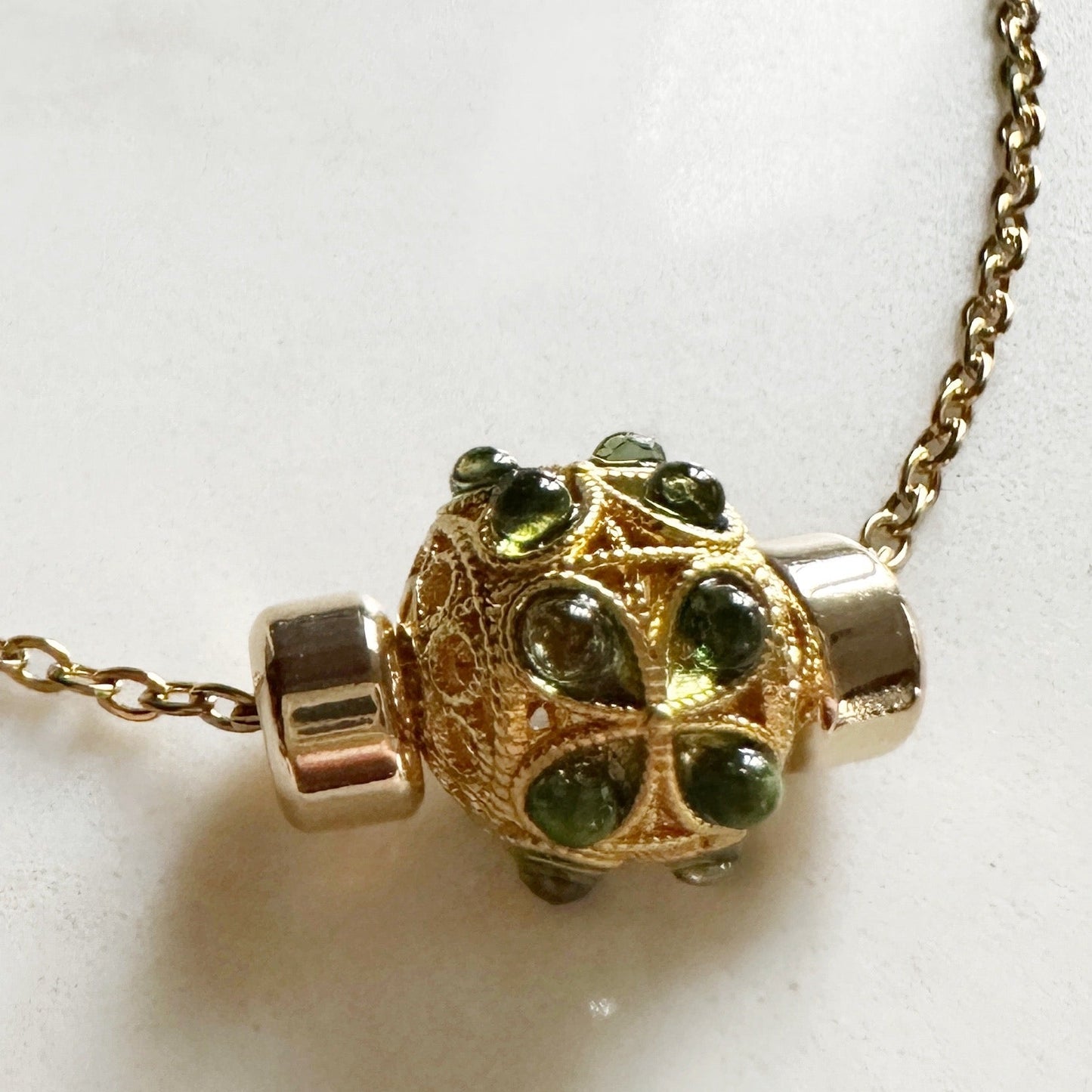 Clover Necklace |  Delicate Gold & Emerald Good Luck Necklace