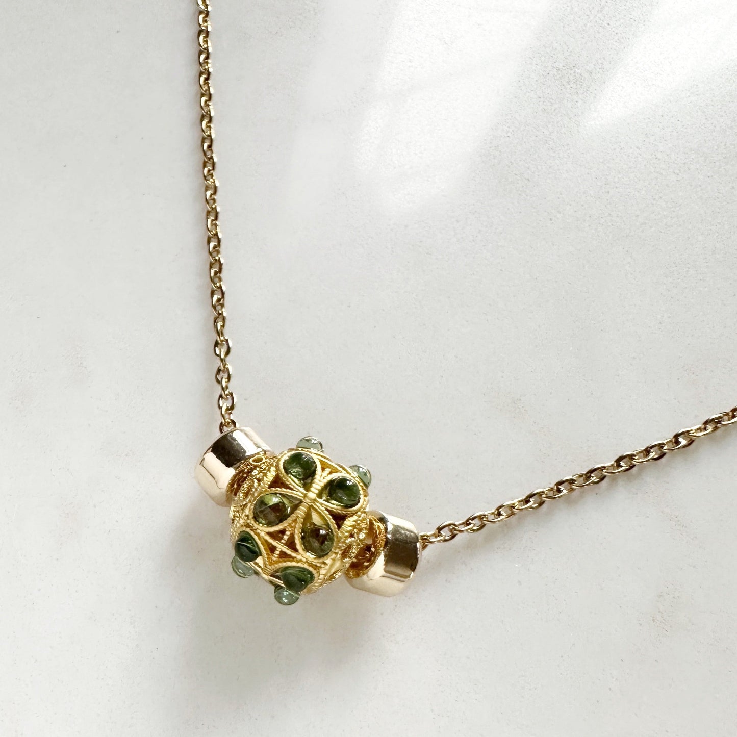 Clover Necklace |  Delicate Gold & Emerald Good Luck Necklace