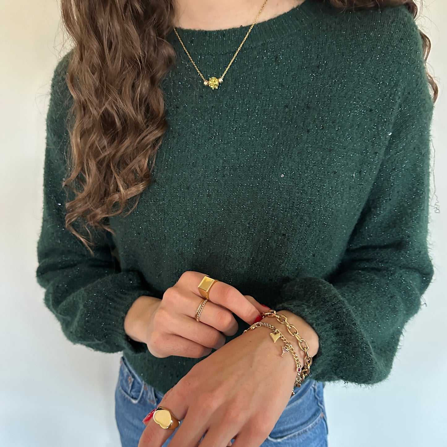 Clover Necklace |  Delicate Gold & Emerald Good Luck Necklace