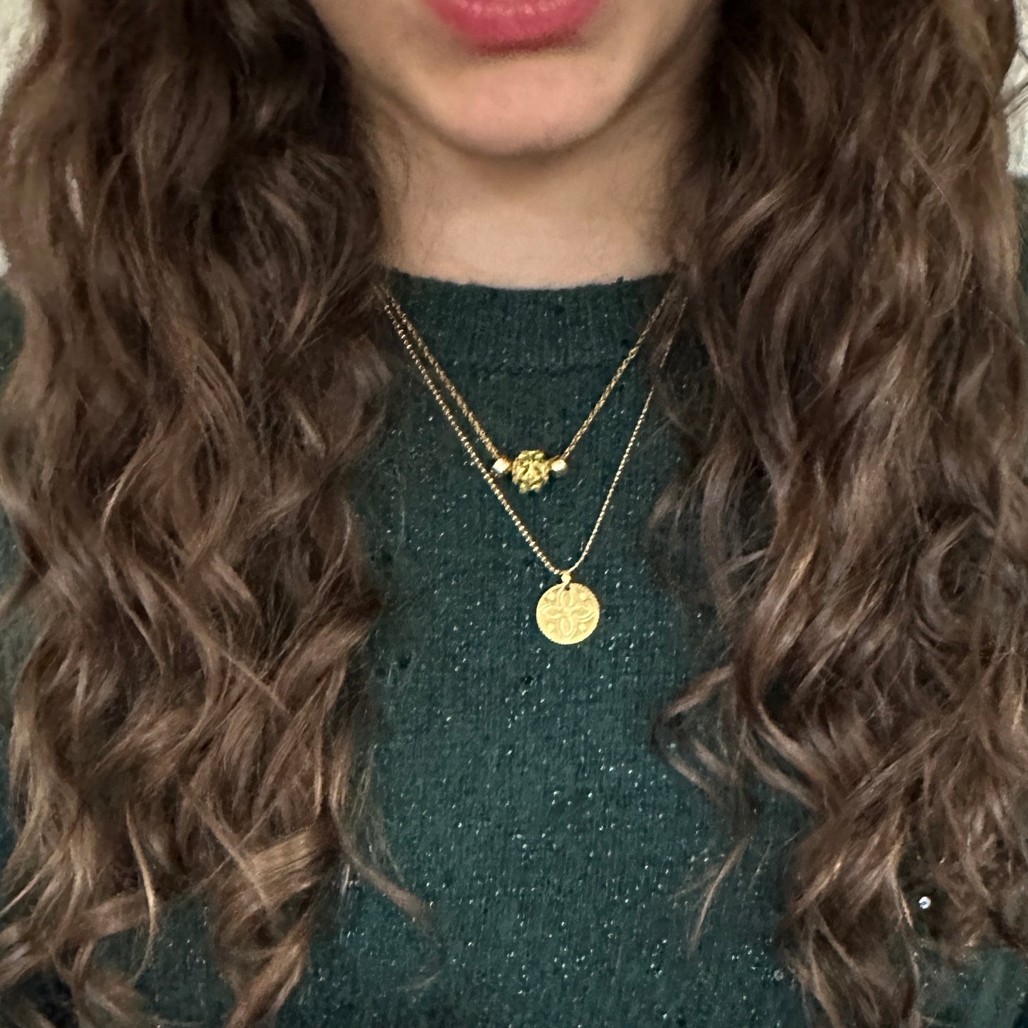Clover Necklace |  Delicate Gold & Emerald Good Luck Necklace
