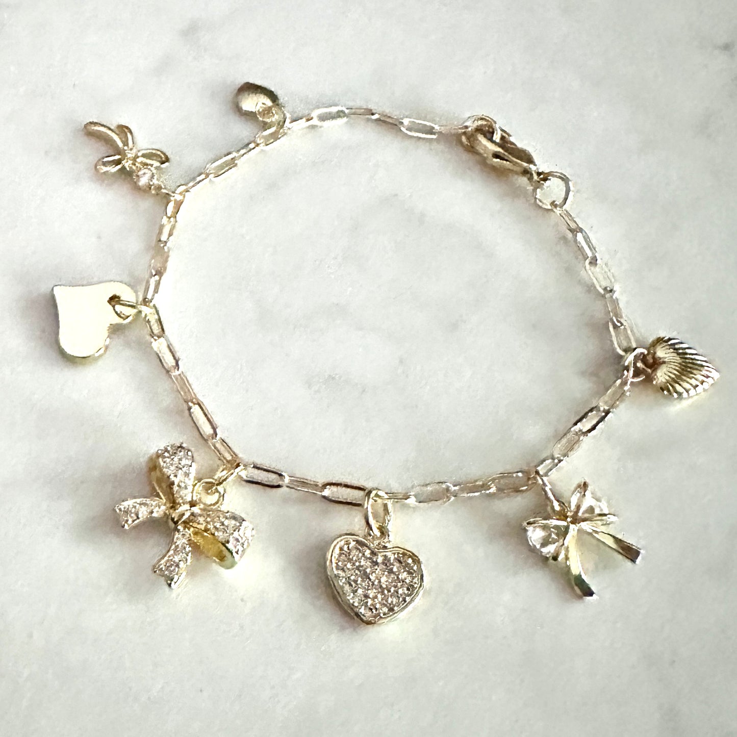 Hearts & Bows Charm Bracelet