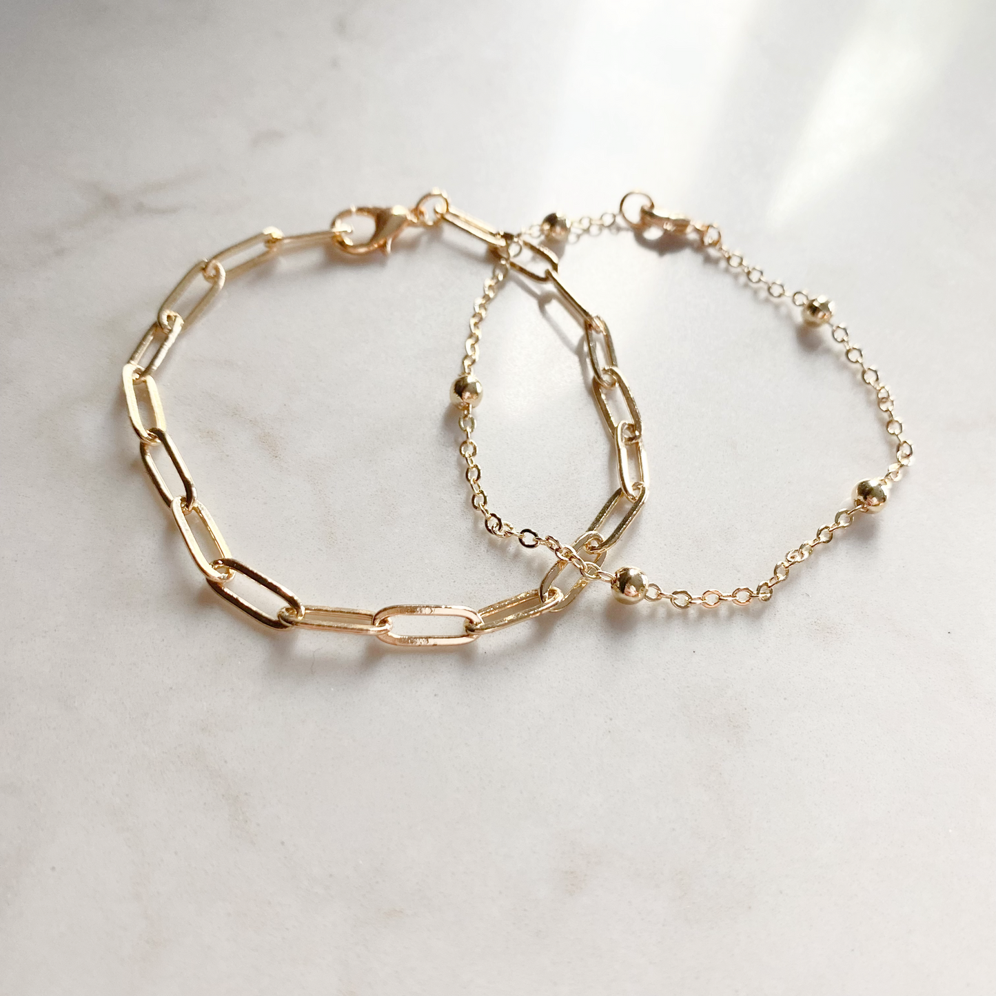 Double Gold Bracelet Set