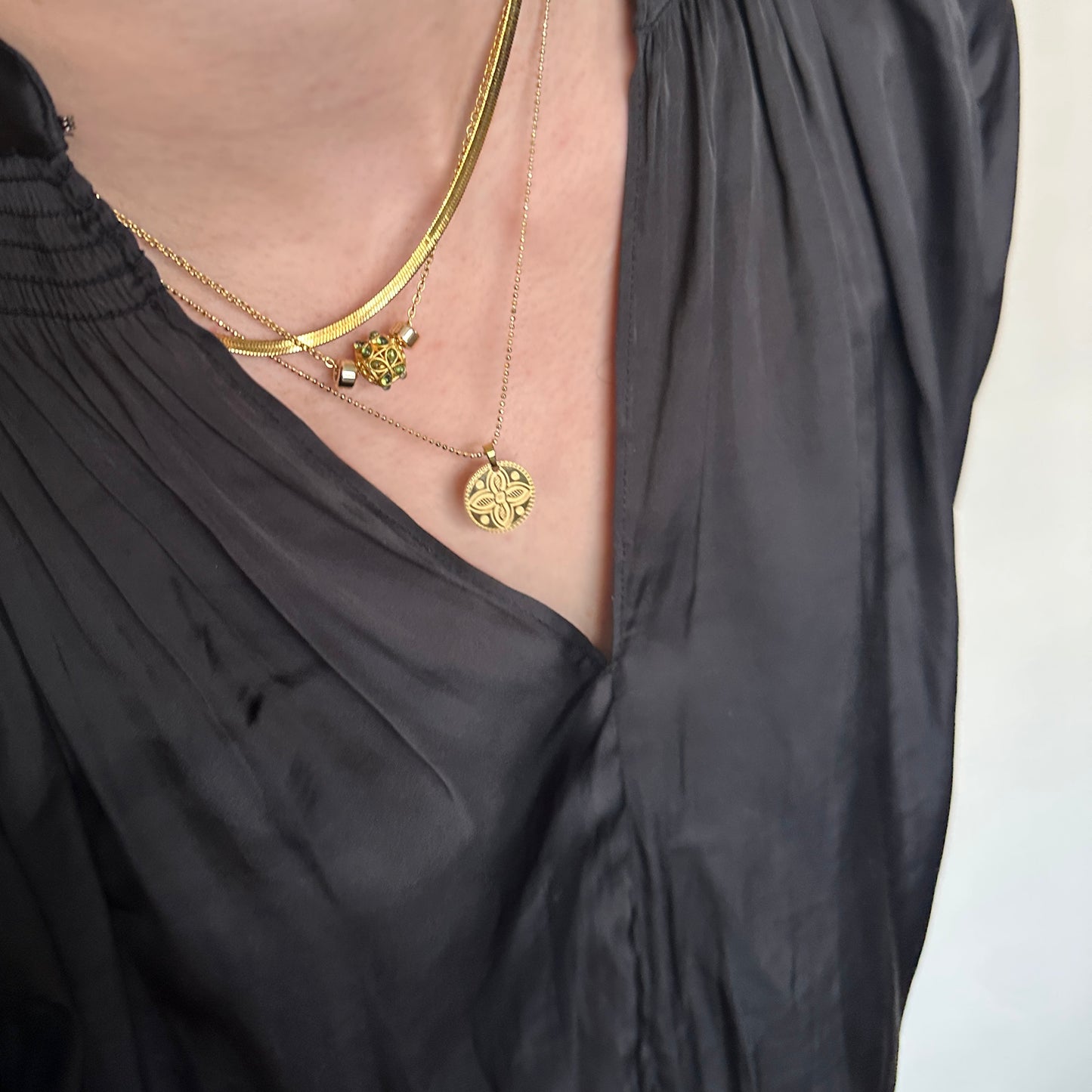 Clover Necklace |  Delicate Gold & Emerald Good Luck Necklace