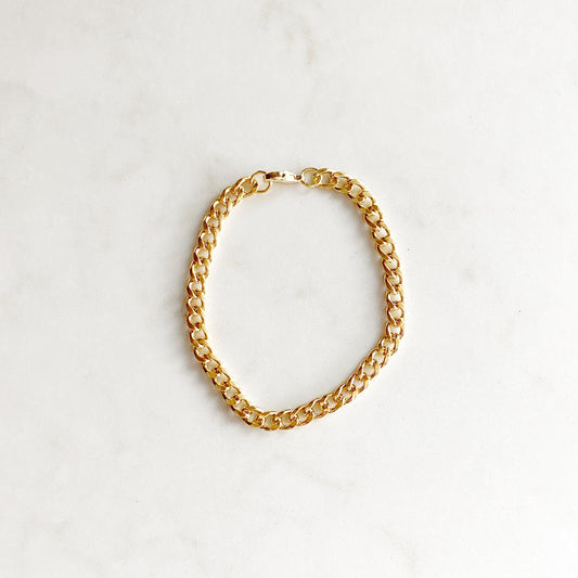 Gold curb chain bracelet