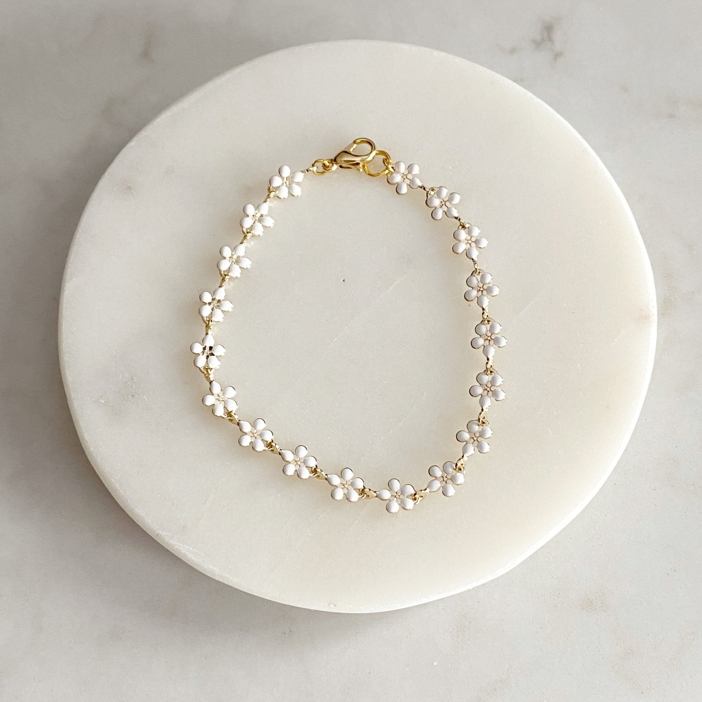 Daisy Bracelet | White Enamel Daisy Chain