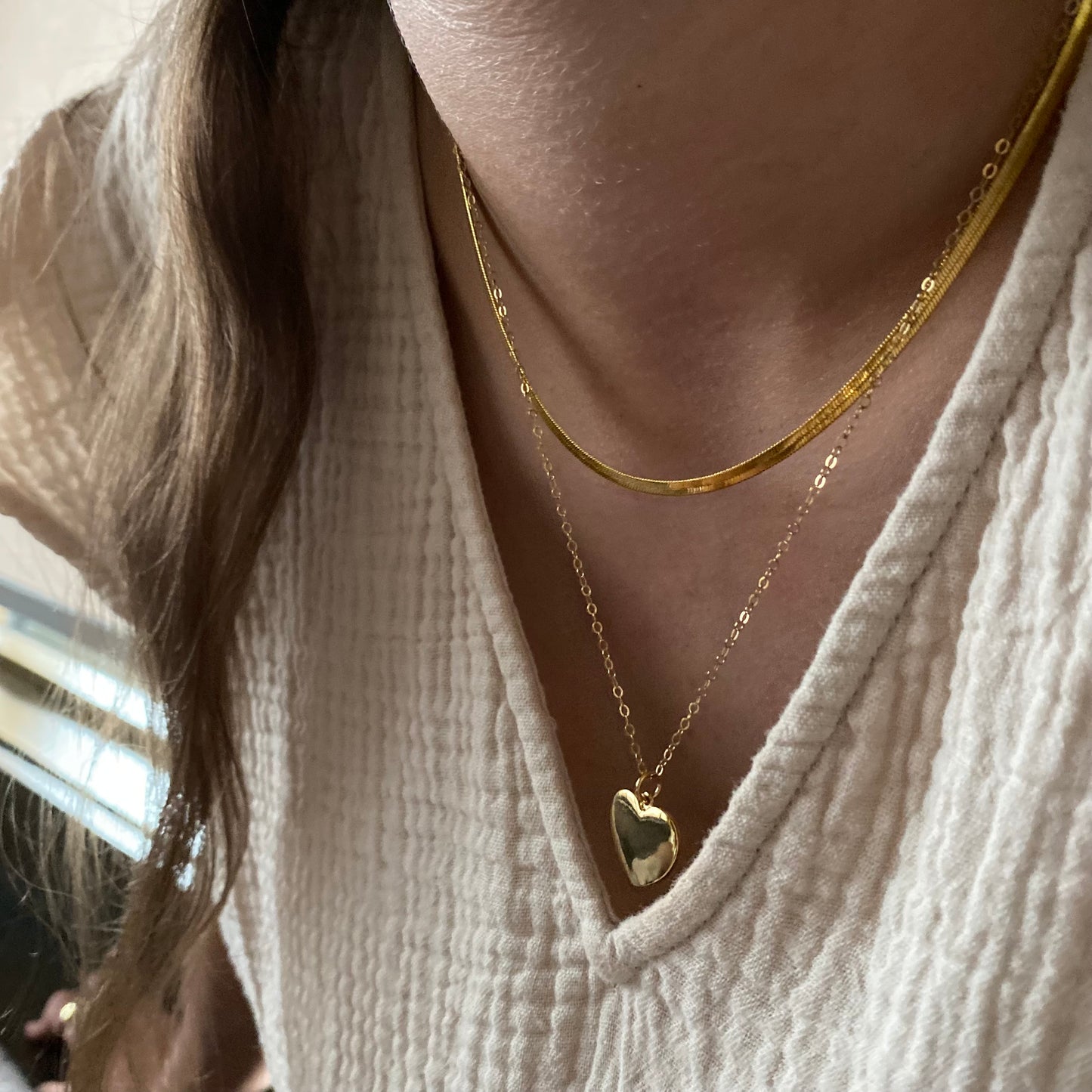 Lily Necklace | 24K Gold-Filled Puffy Heart Pendant