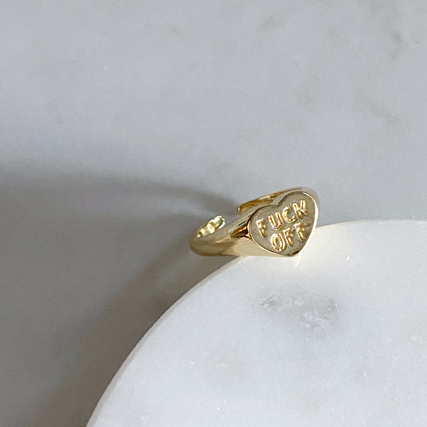 "Fuck Off" Adjustable Statement Ring | Bold Heart Ring