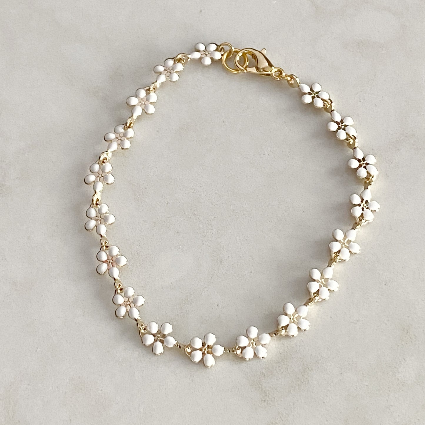 Daisy Bracelet | White Enamel Daisy Chain