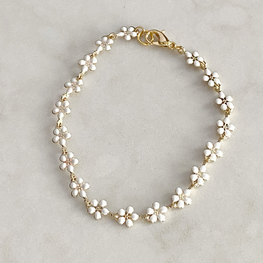 Daisy Bracelet | White Enamel Daisy Chain