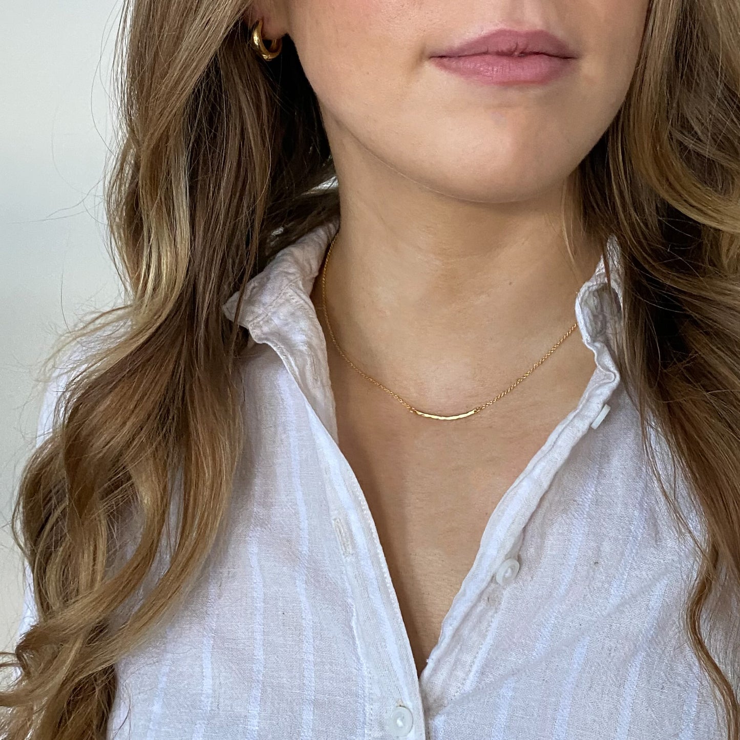Delicate Hammered Bar Necklace | Minimalist Everyday Necklace