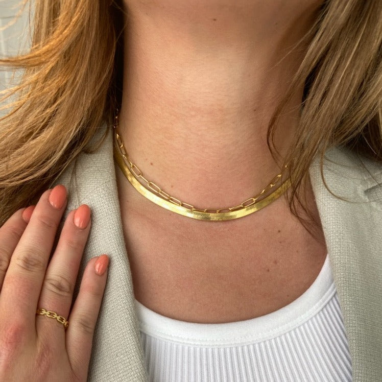 Freya Necklace | Herringbone Chain Necklace