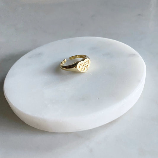 "Fuck Off" Adjustable Statement Ring | Bold Heart Ring