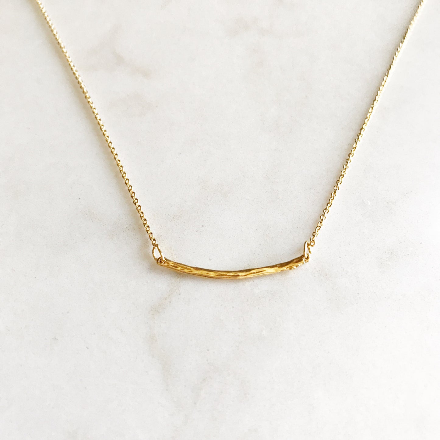 Delicate Hammered Bar Necklace | Minimalist Everyday Necklace