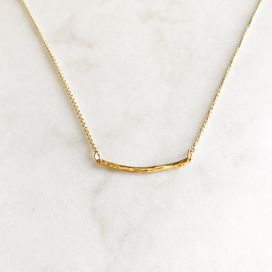 Delicate Hammered Bar Necklace | Minimalist Everyday Necklace