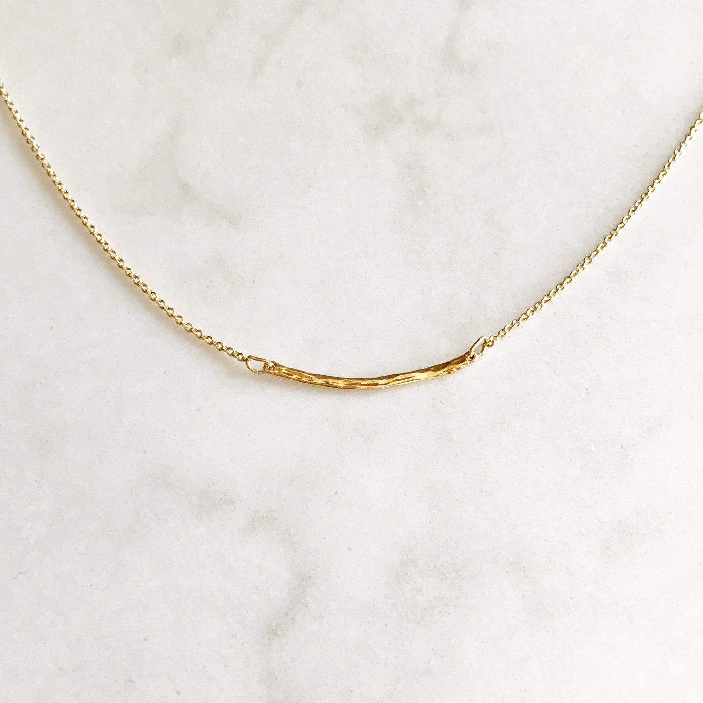 Delicate Hammered Bar Necklace | Minimalist Everyday Necklace