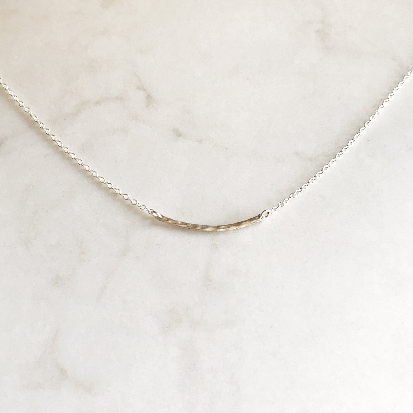 Delicate Hammered Bar Necklace | Minimalist Everyday Necklace